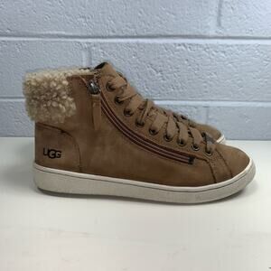UGG Chestnut Leather High Top Lace Up Sneaker Shoes Womens Size 7 1019716
